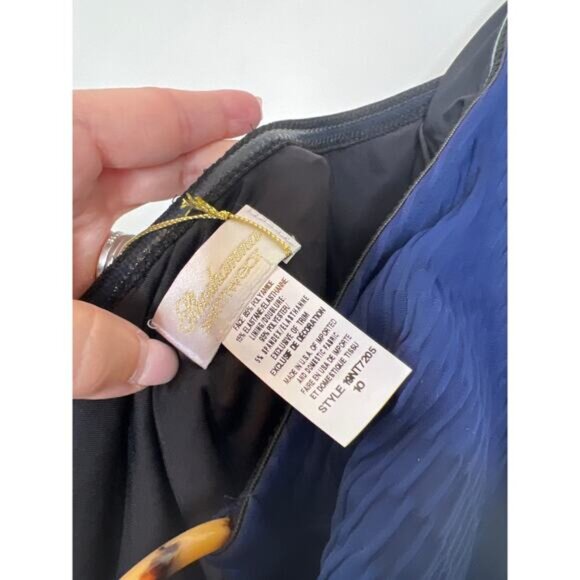 NWT Shoshanna Ring One Shoulder Geo One Piece Lined Swimsuit Navy Blue Size 10 - Picture 5 of 7